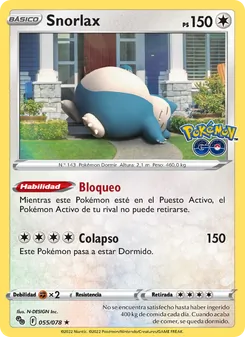 Carta Snorlax de la expansión Pokémon GO, número 055/78