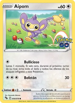 Carta Aipom de la expansión Pokémon GO, número 056/78