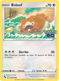 Carta Bidoof de la expansión Pokémon GO, número 059/78