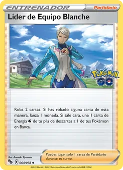Carta Líder de Equipo Blanche de la expansión Pokémon GO, número 064/78
