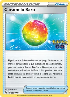 Carta Caramelo Raro de la expansión Pokémon GO, número 069/78