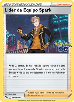 Carta Líder de Equipo Spark de la expansión Pokémon GO, número 070/78