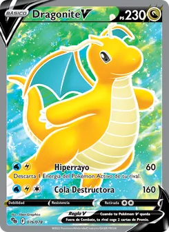 Carta Dragonite V de la expansión Pokémon GO, número 076/78