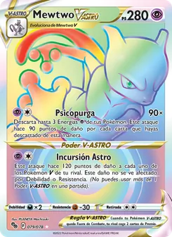 Carta Mewtwo V-ASTRO de la expansión Pokémon GO, número 079/78
