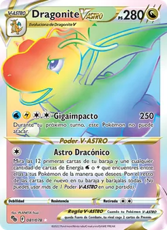 Carta Dragonite V-ASTRO de la expansión Pokémon GO, número 081/78