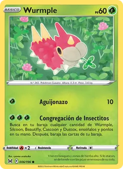 Carta Wurmple de la expansión Origen Perdido, número 006/196