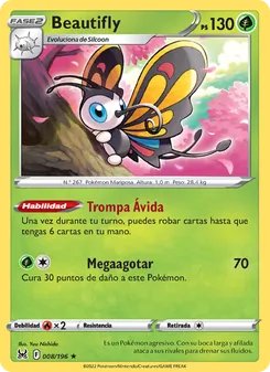 Carta Beautifly de la expansión Origen Perdido, número 008/196