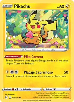 Carta Pikachu de la expansión Origen Perdido, número 052/196