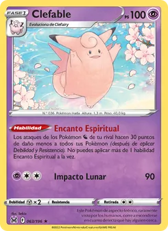 Carta Clefable de la expansión Origen Perdido, número 063/196