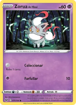 Carta Zorua de Hisui de la expansión Origen Perdido, número 075/196