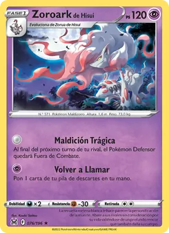 Carta Zoroark de Hisui de la expansión Origen Perdido, número 076/196