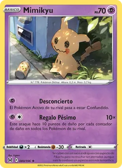 Carta Mimikyu de la expansión Origen Perdido, número 080/196