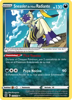 Carta Sneasler de Hisui Radiante de la expansión Origen Perdido, número 123/196