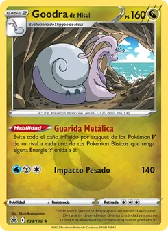Carta Goodra de Hisui de la expansión Origen Perdido, número 134/196