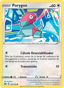 Carta Porygon de la expansión Origen Perdido, número 140/196