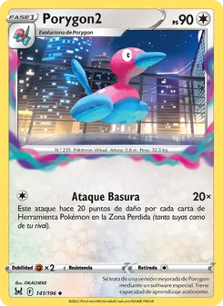 Carta Porygon2 de la expansión Origen Perdido, número 141/196
