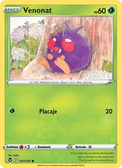 Carta Venonat de la expansión Tempestad Plateada, número 001/195