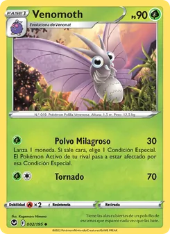 Carta Venomoth de la expansión Tempestad Plateada, número 002/195