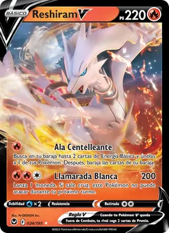 Carta Reshiram V de la expansión Tempestad Plateada, número 024/195