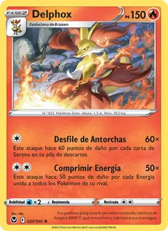 Carta Delphox de la expansión Tempestad Plateada, número 027/195