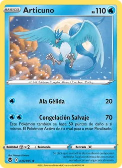 Carta Articuno de la expansión Tempestad Plateada, número 036/195