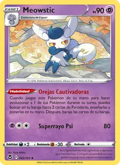 Carta Meowstic de la expansión Tempestad Plateada, número 082/195