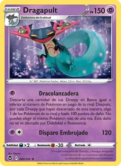 Carta Dragapult de la expansión Tempestad Plateada, número 089/195