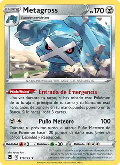 Carta Metagross de la expansión Tempestad Plateada, número 119/195