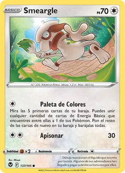 Carta Smeargle de la expansión Tempestad Plateada, número 137/195