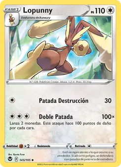 Carta Lopunny de la expansión Tempestad Plateada, número 145/195