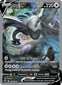 Carta Lugia V de la expansión Tempestad Plateada, número 186/195