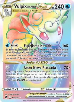 Carta Vulpix de Alola V-ASTRO de la expansión Tempestad Plateada, número 197/195