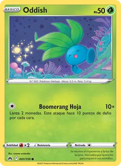 Carta Oddish de la expansión Cenit Supremo, número 001/159