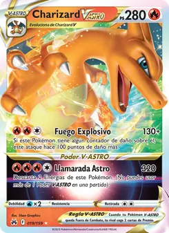 Carta Charizard V-ASTRO de la expansión Cenit Supremo, número 019/159