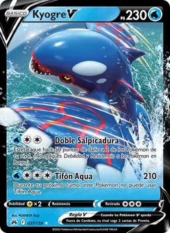 Carta Kyogre V de la expansión Cenit Supremo, número 037/159
