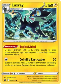 Carta Luxray de la expansión Cenit Supremo, número 044/159