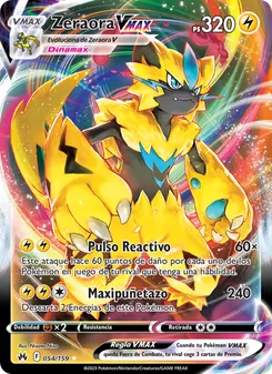 Carta Zeraora VMAX de la expansión Cenit Supremo, número 054/159
