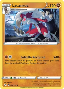 Carta Lycanroc de la expansión Cenit Supremo, número 074/159