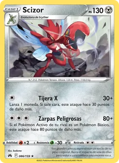 Carta Scizor de la expansión Cenit Supremo, número 086/159