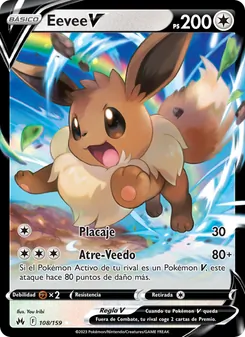 Carta Eevee V de la expansión Cenit Supremo, número 108/159