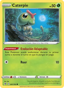 Carta Caterpie de la expansión Choque Rebelde, número 1/192
