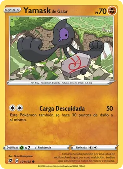 Carta Yamask de Galar de la expansión Choque Rebelde, número 101/192
