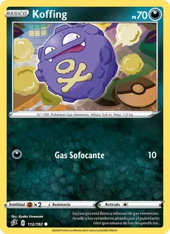 Carta Koffing de la expansión Choque Rebelde, número 112/192