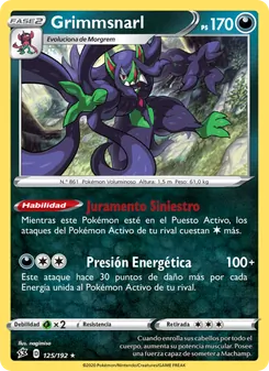 Carta Grimmsnarl de la expansión Choque Rebelde, número 125/192