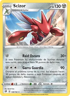 Carta Scizor de la expansión Choque Rebelde, número 128/192