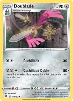 Carta Doublade de la expansión Choque Rebelde, número 134/192