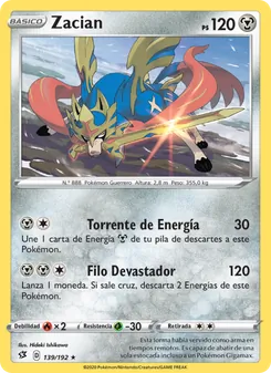 Carta Zacian de la expansión Choque Rebelde, número 139/192