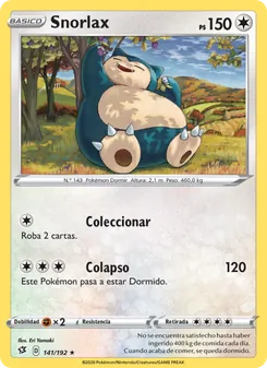 Carta Snorlax de la expansión Choque Rebelde, número 141/192