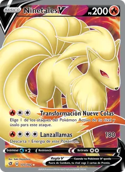 Carta Ninetales V de la expansión Choque Rebelde, número 177/192