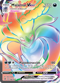 Carta Malamar VMAX de la expansión Choque Rebelde, número 198/192